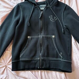 True Religion Kids' Black Hoodie with Stitch Detail